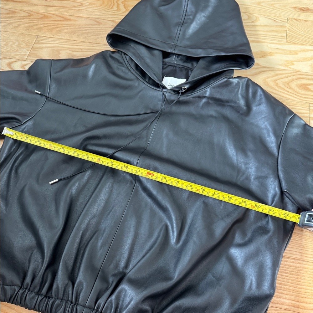 Frankie Shop Agata Black Faux Leather Hoodie Size Small - Picture 4 of 5